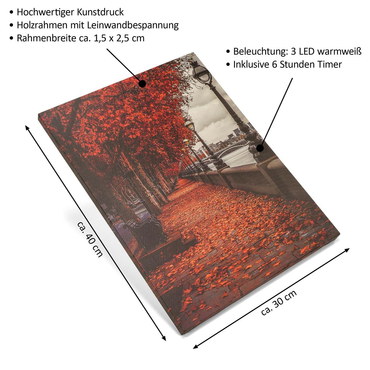Tablou iluminat 3 leduri cu timer - 30x40cm - print digital pe canvas - Promenada [6]