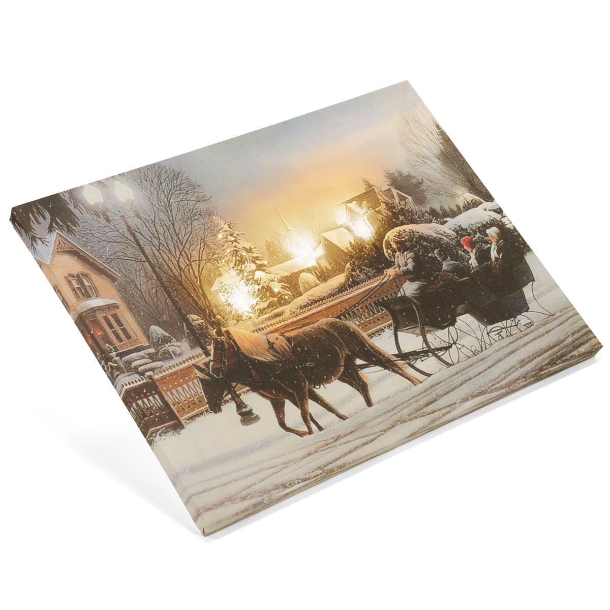 Tablou iluminat cu 3 leduri cu timer - 30x40cm - print digital pe canvas - Sanie trasa de cai [2]