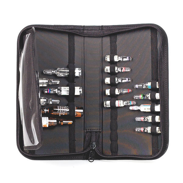 Trusa pentru fiole AMPULLARIUM cu locas pt 34 buc - 1 2 5 10 ml - 245x125x45 mm - culoare burgund  piele ecologica [2]