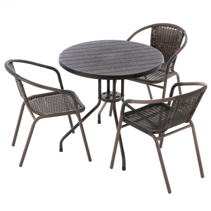 Masa tip Bistro lemn design - 80x80x75 cm - rotunda ABS culoare maro inchis [3]