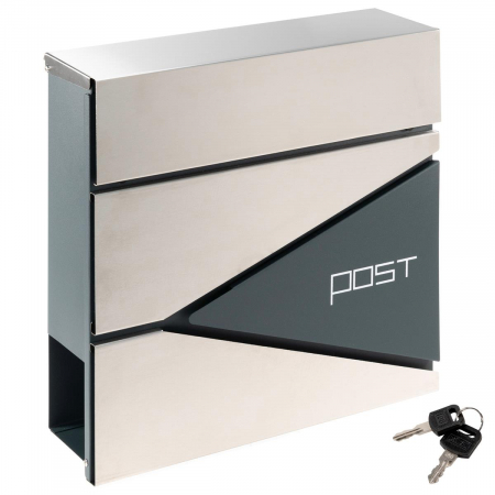 Cutie postala OLE cu locas pentru ziare - din tabla vopsit electrostatic- culoare antracit / silver - dimensiuni 37 x 36 x 10,5 cm [3]