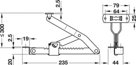 Balama ridicatoare HAEFELE -  tip RASTOMAT - 19 trepte - 375 mm - metal cromat [2]
