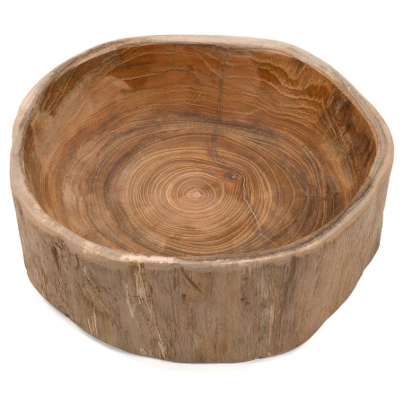 Bol din lemn de TEAK 28x27 cm - ideal pentru fructe - decorativ - lucrat manual [6]