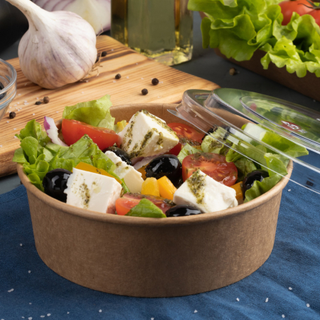 HORECA - Bol salata CAESAR 1.300ml, diam.18.5cm - hartie kraft impregnata PLA - inalt 6.6 cm