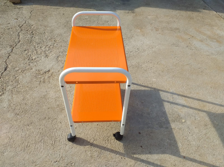 Carucior aparatura medicala - 2 polite, cu roti - 60x40x60 cm - culoare portocaliu [1]