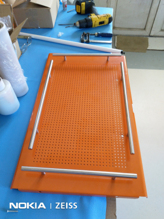 Carucior aparatura medicala - 2 polite, cu roti - 60x40x60 cm - culoare portocaliu [4]