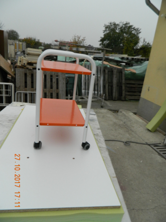 Carucior aparatura medicala - 2 polite, cu roti - 60x40x60 cm - culoare portocaliu [2]