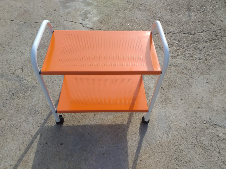 ECHIPAMENTE PPS - Carucior aparatura medicala - 2 polite, cu roti - 60x40x60 cm - culoare portocaliu