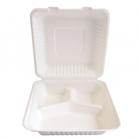 Ambalaje catering - Caserola bio Take-Away TRIPLE - din trestie zahar