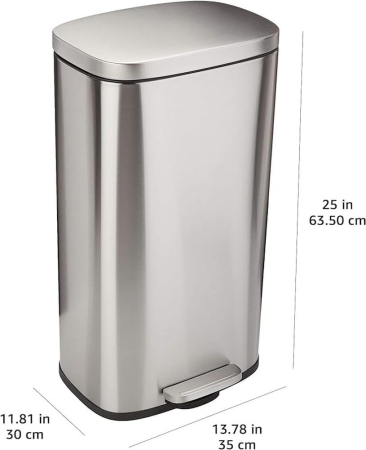 Cos cu pedala pentru deseuri periculoase MUELLEIMER dreptunghiular- 63.50x35x30 - 30 litri - inox satinat [1]