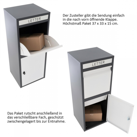 Cutie postala KIM - pentru colete  - culoare negru / alb - dimensiuni 102 x 41 x 38 cm - vopsit electrostatic [3]