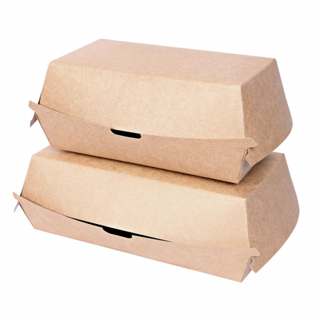 Ambalaje - Cutie sandwich CLUB 17.7x9.1x8.5cm - hartie kraft impregnata PLA