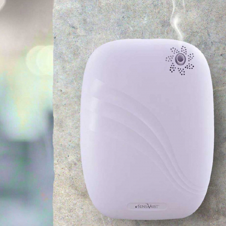 CURATENIE - ODORIZARE - Difuzor de parfum SENSAMIST odorizare spatii mari - de perete S80 alb - cu baterii