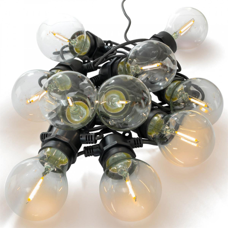DECORATIUNI - Ghirlanda luminoasa LED cu 10  becuri deco - diam. 6 cm - cablu 12 metri - lumina alba calda, IP44