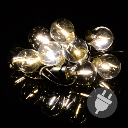 Ghirlanda luminoasa LED cu 10  becuri deco - diam. 6 cm - cablu 12 metri - lumina alba calda, IP44 [3]