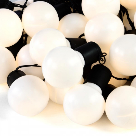 DECORATIUNI - Ghirlanda luminoasa LED cu 50 becuri  - diam. 5cm - cablu 35 metri - lumina alba calda, IP44