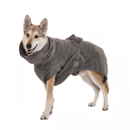 Halat de baie pentru caini - din bumbac BIO - organic - culoare STONE GREY - diverse marimi [6]