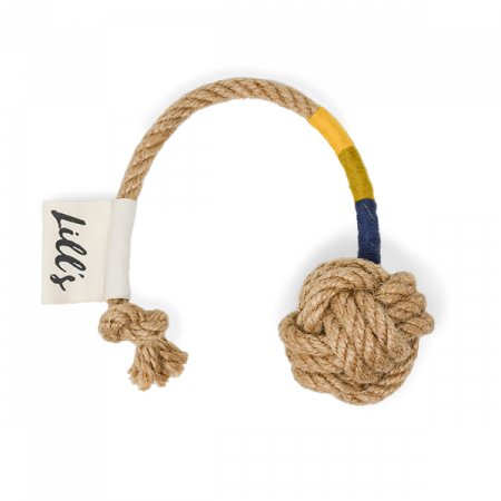 ANIMALE DE CASA - Jucarie caini POPLAR din canepa 100% naturala, marime M / L- lungime 30 / 45 cm - bila diam.6.5 / 10 cm