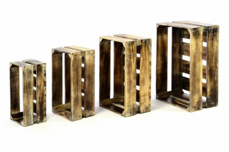Lada depozitare VINTAGE din lemn de Albizia - set de 4 bucati - diverse marimi [1]