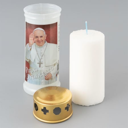 Obiecte de decor - Lumanare alba LUMINO L40 tip candela - Papa Francisc - dimensiune 17x6,5 cm