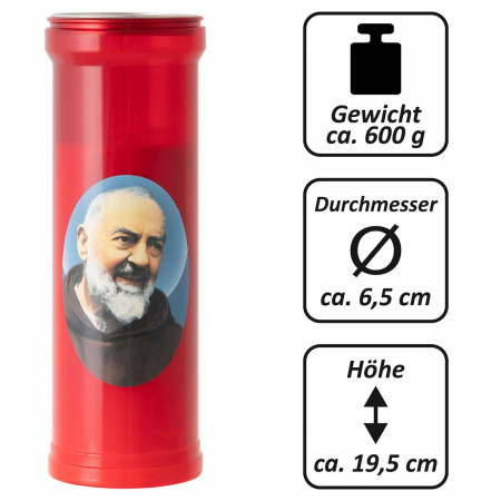 Lumanare rosie tip candela - Padre Pio - dimensiune 19.5x6.5 cm [1]