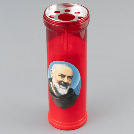 Obiecte de decor - Lumanare rosie tip candela - Padre Pio - dimensiune 19.5x6.5 cm