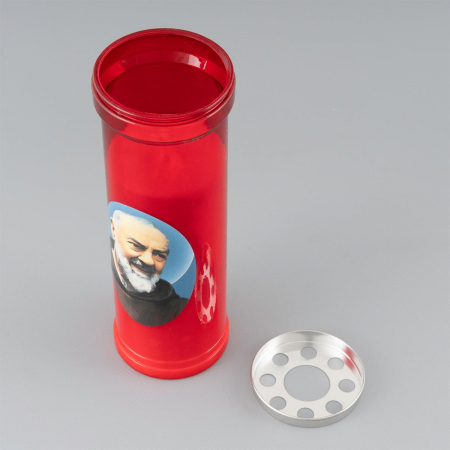 Lumanare rosie tip candela - Padre Pio - dimensiune 19.5x6.5 cm [2]