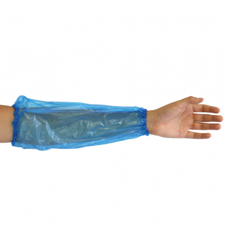 Food - Maneca protectie HYGONORM - din PE, cusut manual, cu elastic - culoare albastru - 40 cm, 20my - 100 buc