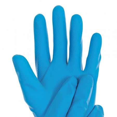 Manusi protectie chimica din latex - SATIN BLUE - clorurate pe ambele parti - marime L, culoare albastru - 30 cm [1]