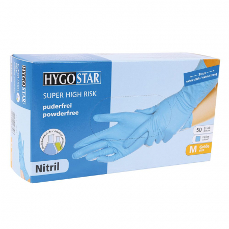Manusi protectie chimica SUPER HIGH RISK-nitril fara pudra-culoare albastru-diverse marimi-30 cm-50 buc [3]