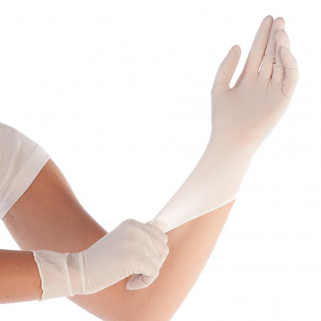 REDUCERI PRET - Manusi unica folosinta ELASTIC-synthetic alb fara pudra-diverse marimi-100 buc