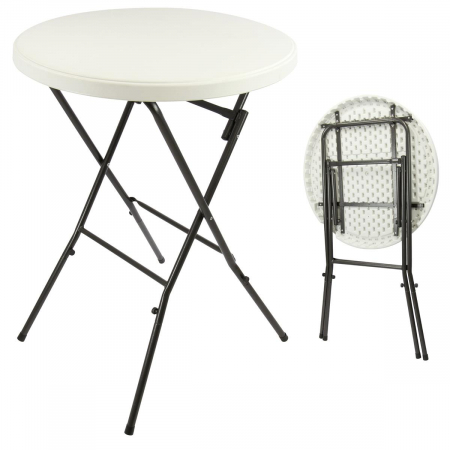 Masa inalta tip Bistro pliabila - 80x80x110 cm - rotunda ABS alb [6]