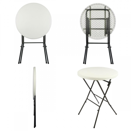 Masa inalta tip Bistro pliabila - 80x80x110 cm - rotunda ABS alb [3]