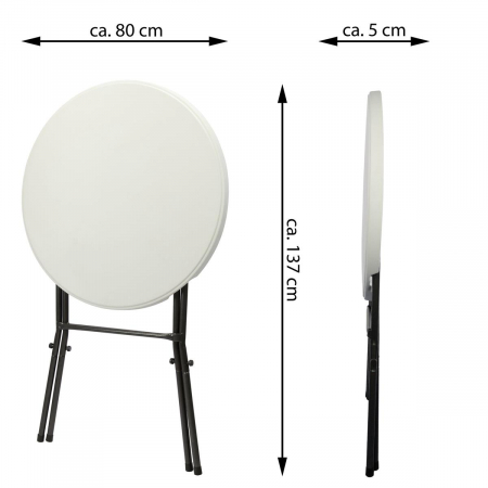 Masa inalta tip Bistro pliabila - 80x80x110 cm - rotunda ABS alb [5]