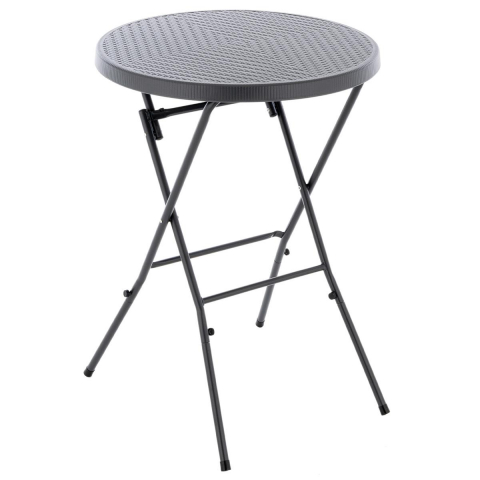 Masa inalta tip Bistro pliabila - 80x80x110 cm - rotunda ABS antracit - ratan look [5]
