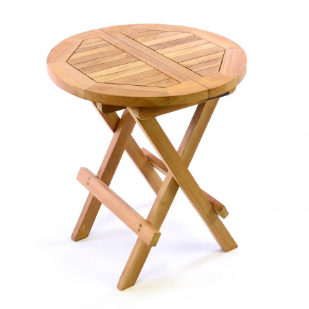 GRADINA - TERASA - Masa pliabila DIVERO din lemn de TEAK pentru sezlong 46 inaltime, 40 diametru cm - finisat