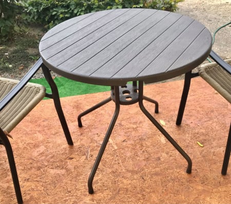 GRADINA - TERASA - Masa tip Bistro lemn design - 80x80x75 cm - rotunda ABS culoare maro inchis