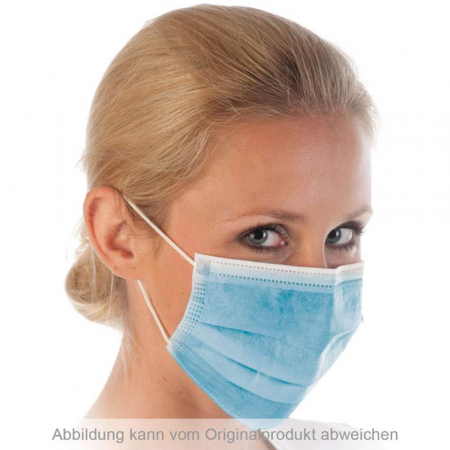 REDUCERI PRET - Masca faciala cu elastic si clip nas- uz medical  98% - 3 pliuri PP - 17.5x9cm  albastru - tip IIR