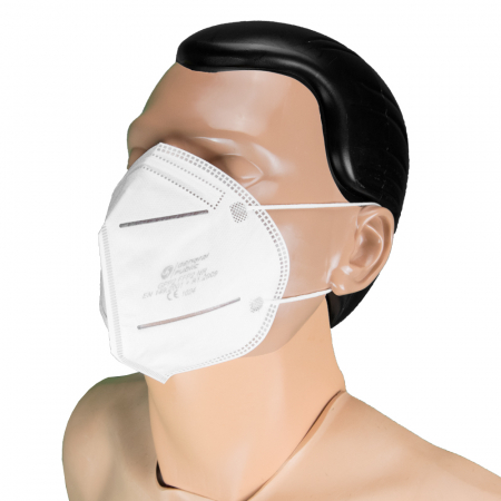 Masca protectie respiratorie  clasa FFP2 - cu elastic  si clip de fixare - EN149:2001+A1 2009 - culoare rosu - made in Europe [7]