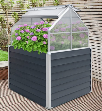 GRADINA - TERASA - Mini sera cu pat ridicat din aluminiu - inchidere policarbonat1.2x1.2x1.69 m, 1.44 m², antracite
