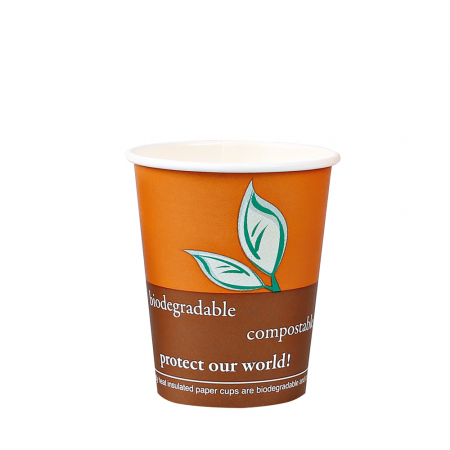 Ambalaje catering - Pahar cafea Bio  COFFEE  - 1 perete - din carton PLA-stratificat - 8 oz  200ml  8cm - 50 buc