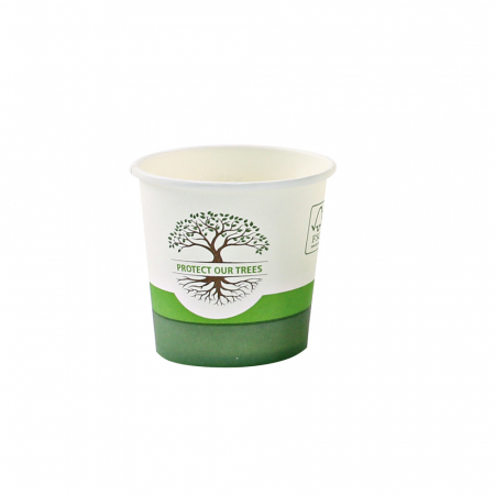 Ambalaje catering - Pahar cafea Bio NATURAL Protect TREE certificat FSC - 1 perete - din carton PLA-stratificat - 16 oz, 400ml, 9cm - 50 buc