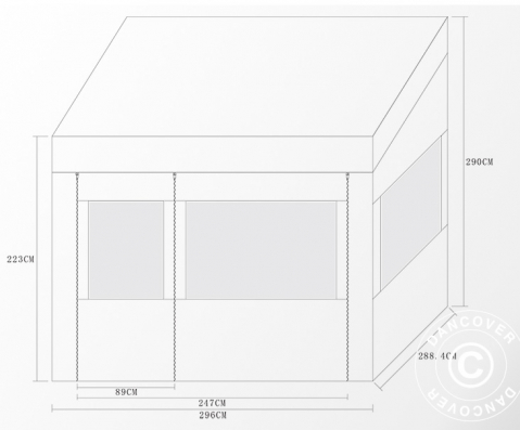 Pavilion pliabil FLEXPRO TRAPEZO - dimensiune 3x3m - culoare alb, complet impermeabil, inclusiv pereti si podea din PVC [4]