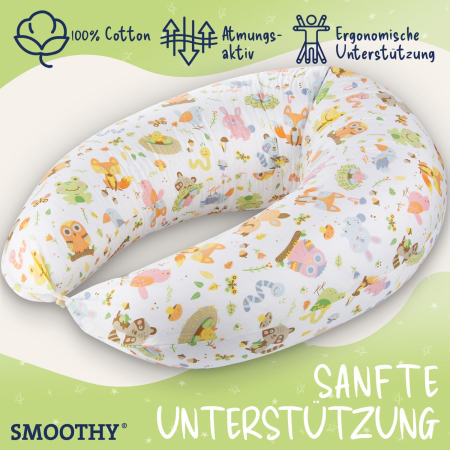Pernă de alăptare - pozitionare pentru mama SMOOTHY® XXL Premium pentru dormit pe o parte - husa din bumbac - umplutura cu perle EPS [1]