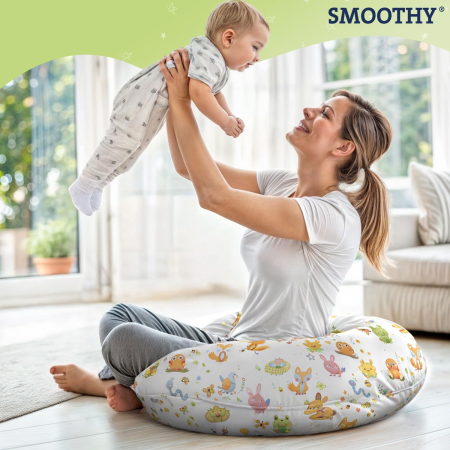 Obiecte de decor - Pernă de alăptare - pozitionare pentru mama SMOOTHY® XXL Premium pentru dormit pe o parte - husa din bumbac - umplutura cu perle EPS