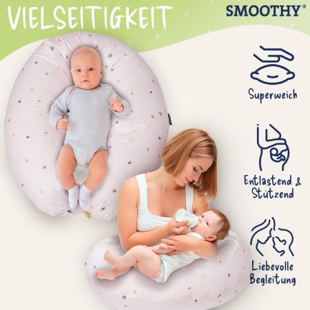 Pernă de alăptare - pozitionare pentru mama SMOOTHY® XXL Premium pentru dormit pe o parte - husa din bumbac - umplutura cu perle EPS [5]
