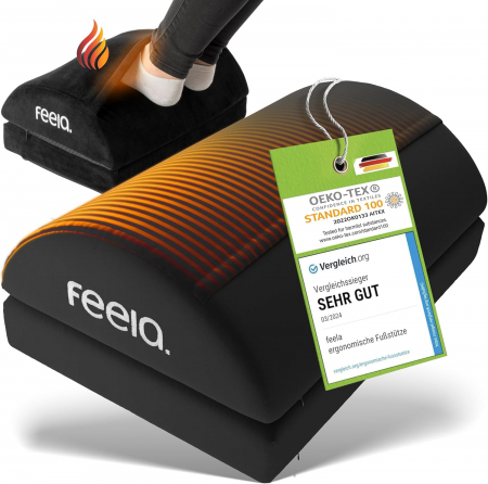 Fitness si relaxare - Perna ergonomica FEELA pentru picioare cu buzunar incalzit, reglabil pe inaltime - culoare negru