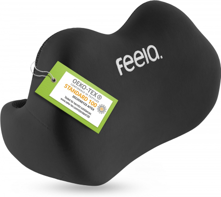 Fitness si relaxare - Perna ergonomica FEELA sustinere pozitie  coloana - husa cu fermoar, imbunatateste pozitia spatelui si a coloanei- culoare negru