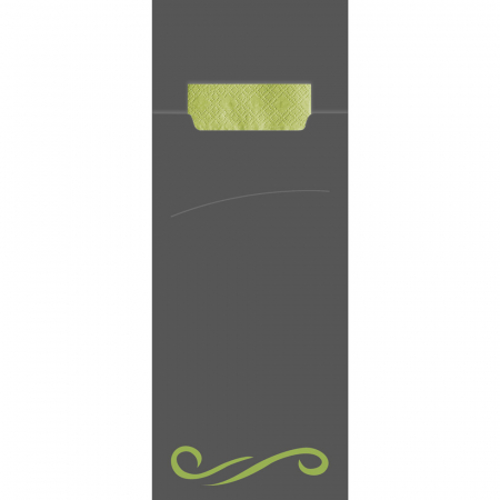 HORECA - Punga tacamuri CLASIC din FSC mix 20x8.5 cm - cu servetel lime - culoare gri