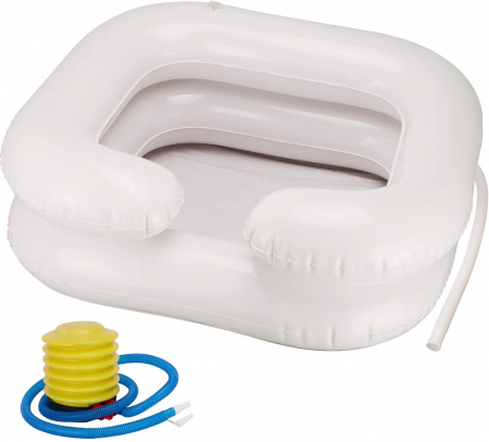 INGRIJIRE REHA - Recipient gonflabil SERVOCARE pentru spalat pacient - pt cap - cu furtun scurgere